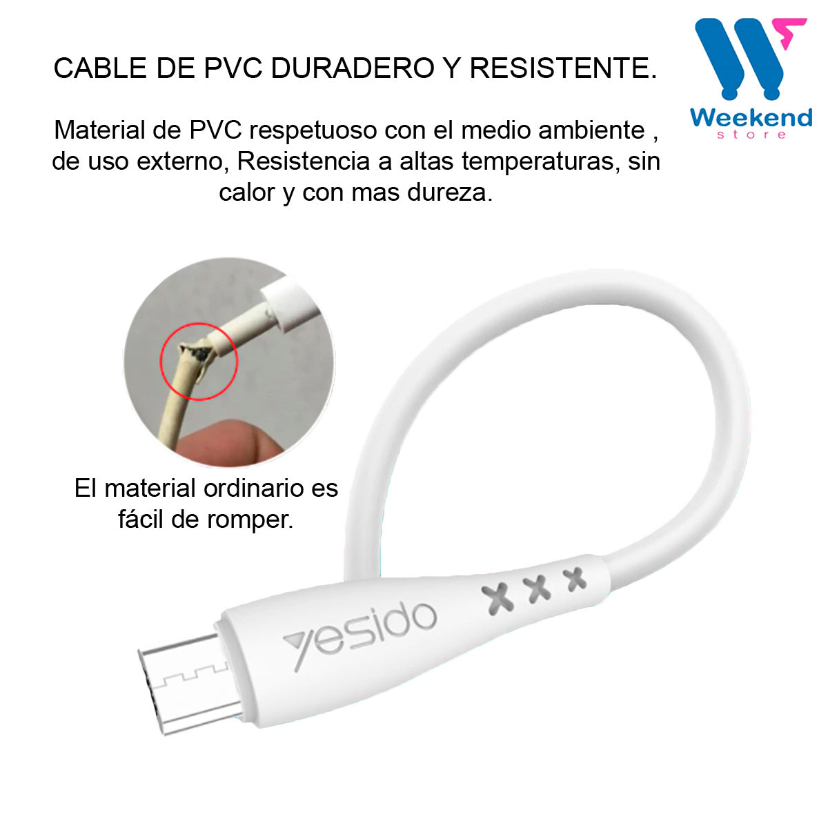 Cable Yesido Ca-26 Usb A Tipo-c 2.4 A 1 Metro
